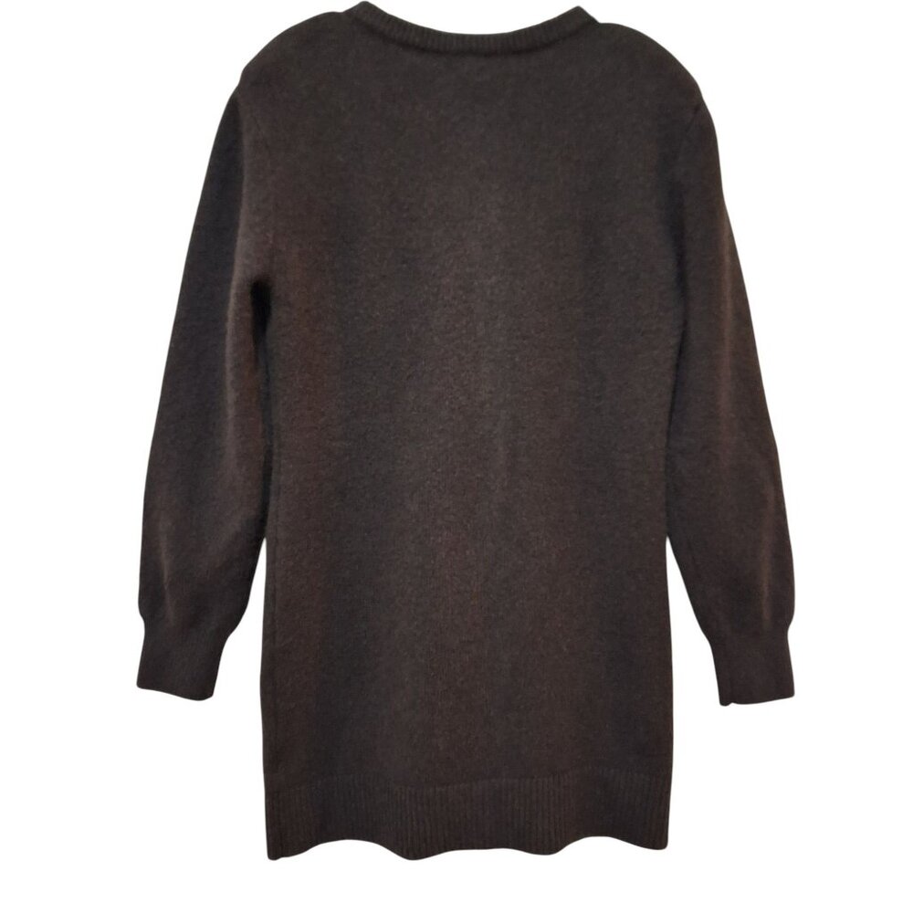 Giani Bini Wool Blend Long Sleeve Button Front Mini Cardigan Dress L Chocolate B - Picture 3 of 9